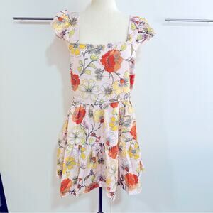 Lottie & Holly BOG Size M Orange Cream Floral Mini Dainty Dress NWT Beach Resort